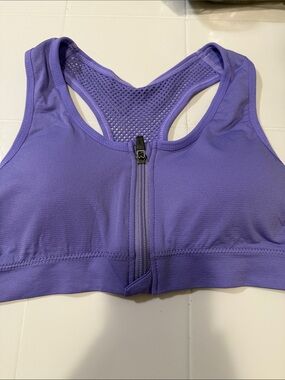 Front-Zip Purple Sports Bra - Women Intimates & Sleepwear